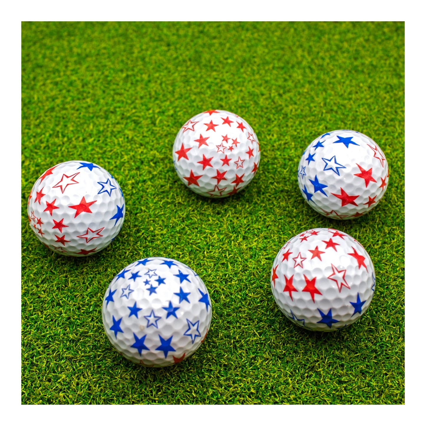 New Novelty Patriotic Red and Blue Stars Golf Balls