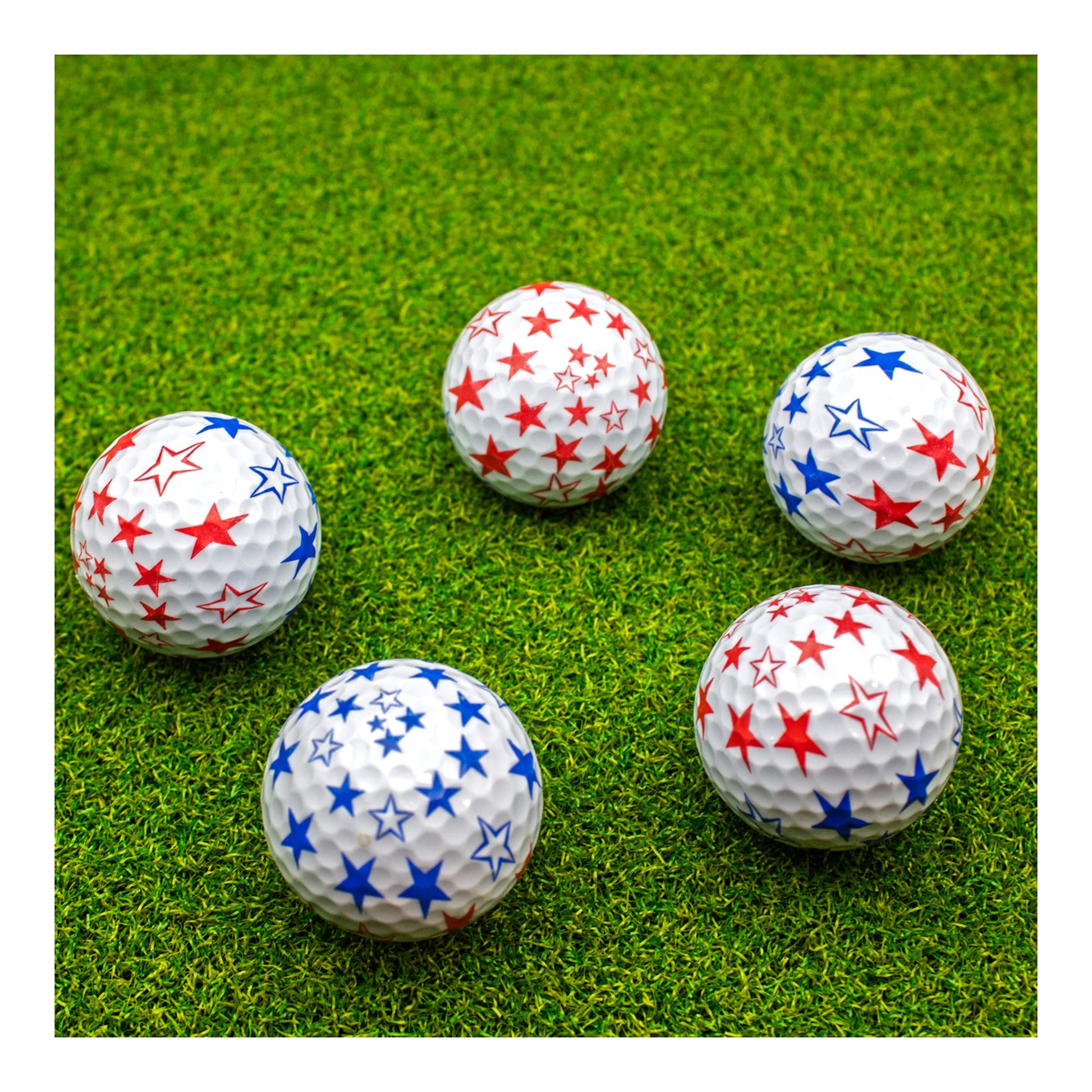 New Novelty Patriotic Red and Blue Stars Golf Balls