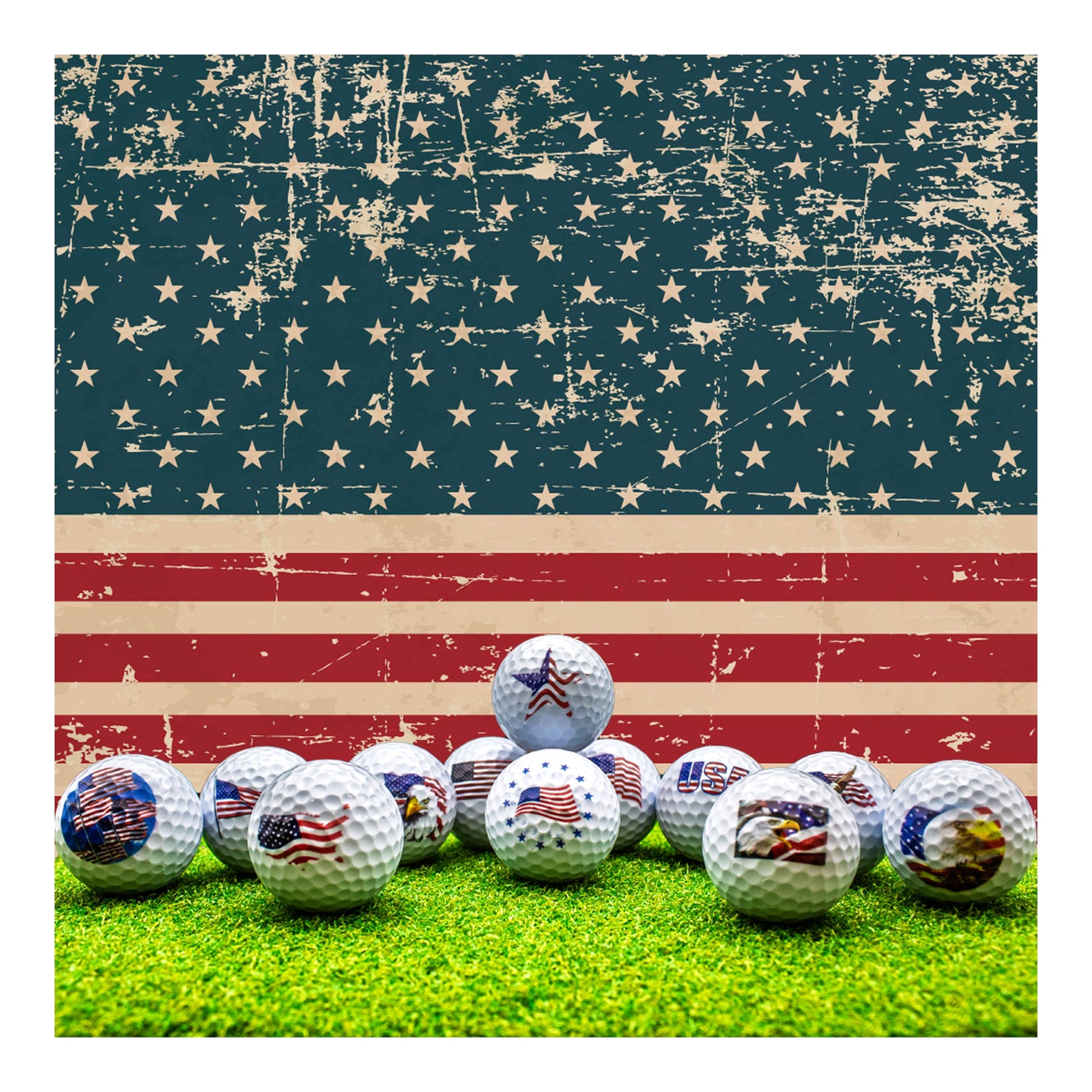 New Novelty USA American Flag Mix of Golf Balls