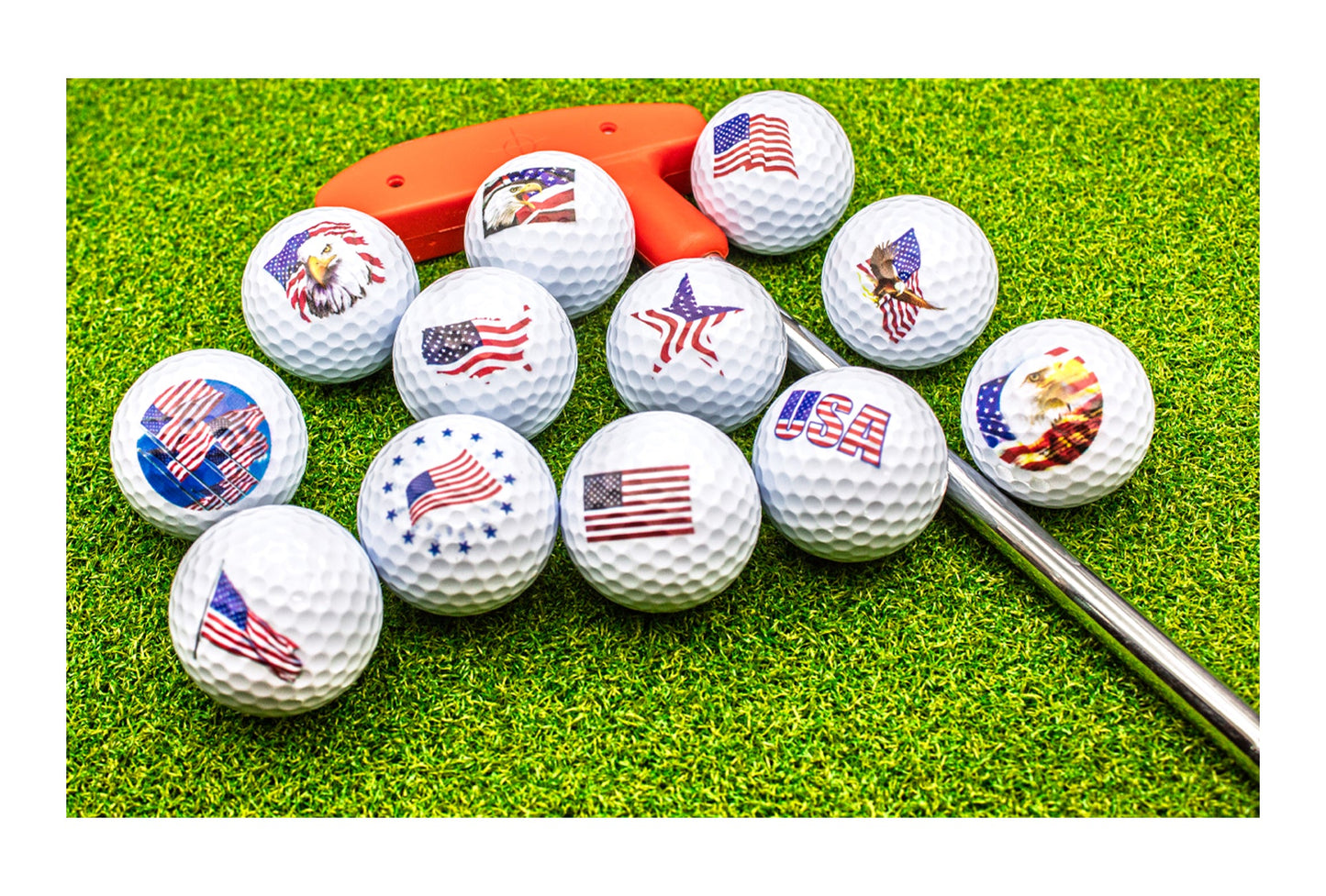 New Novelty USA American Flag Mix of Golf Balls