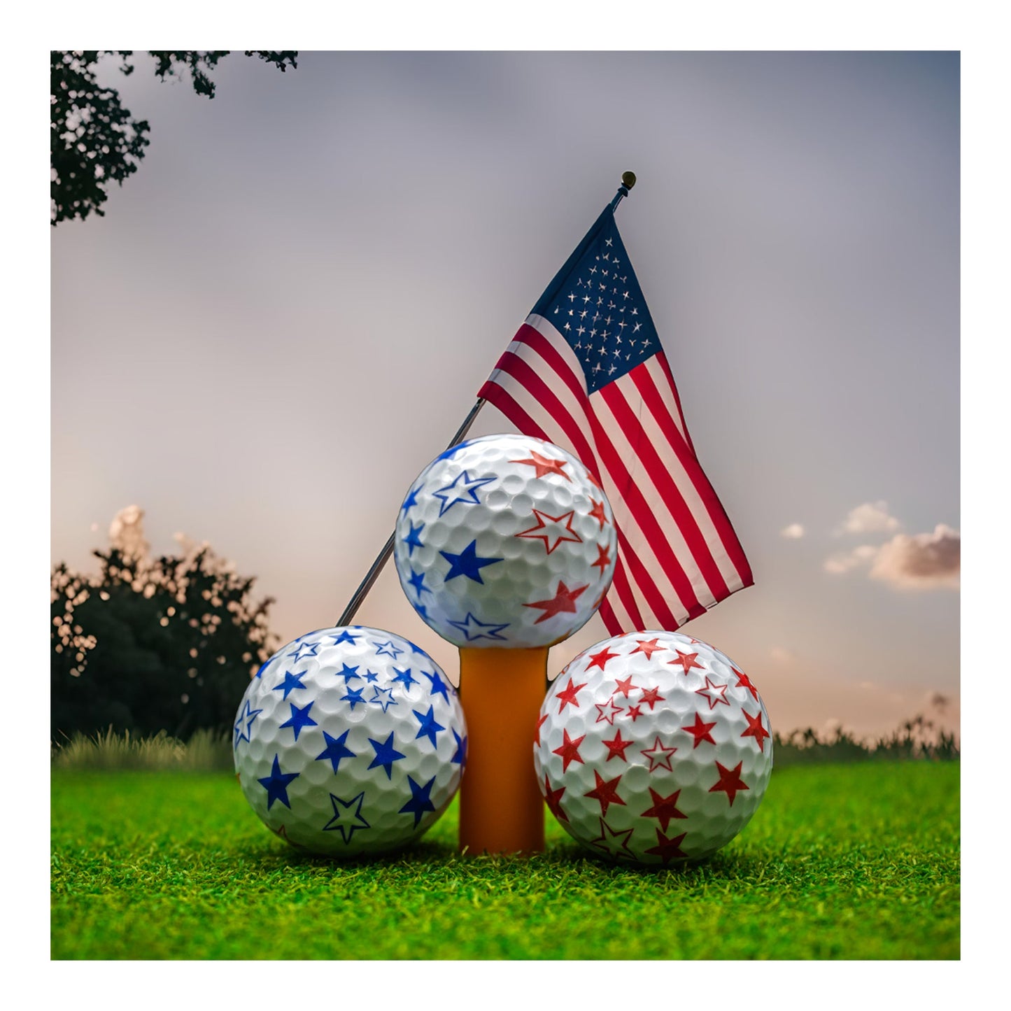 New Novelty Patriotic Red and Blue Stars Golf Balls