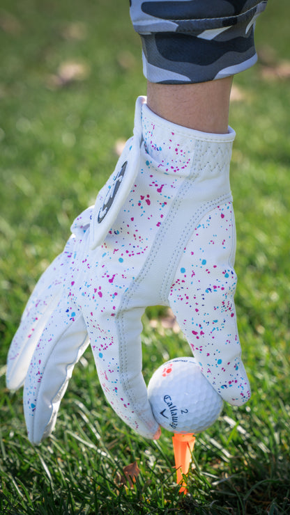 White Paint Splatter Golf Glove - The Golf Guys Online