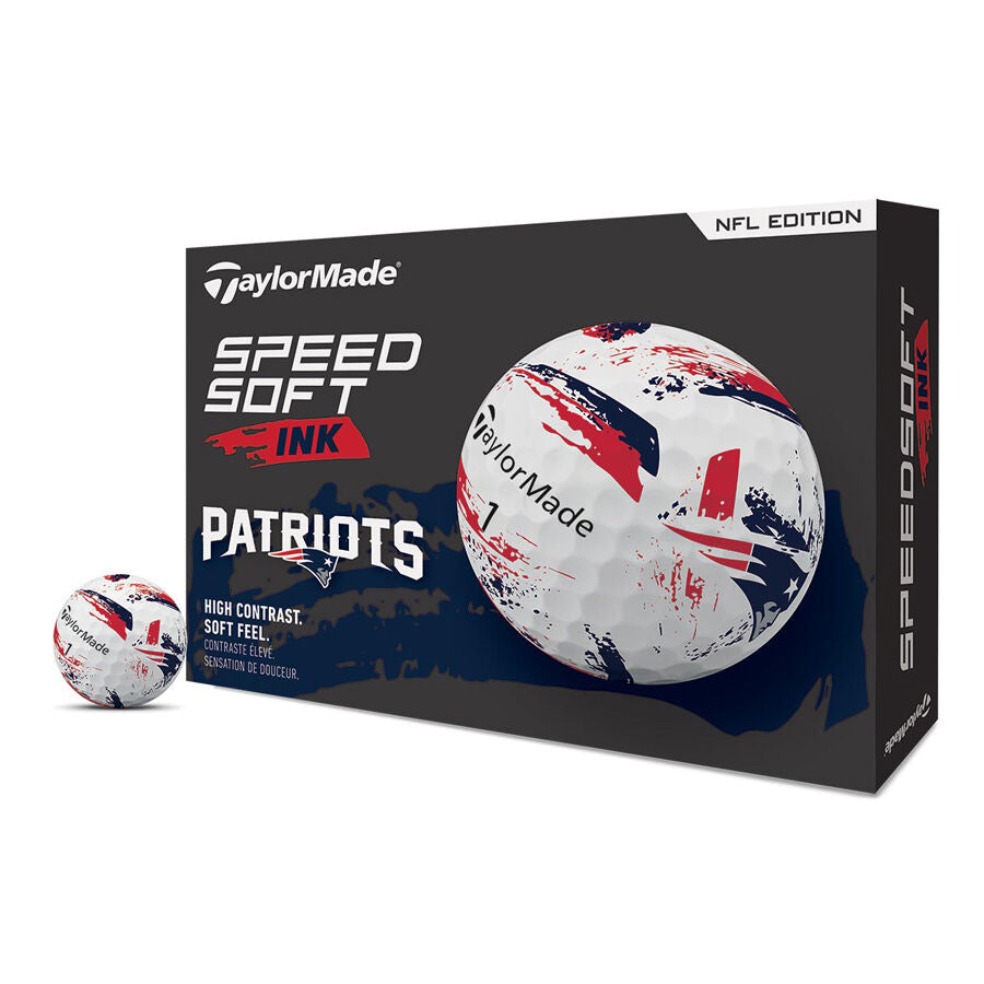 TaylorMade Speed Soft Ink NFL Patriots Golf Balls - The Golf Guys Online