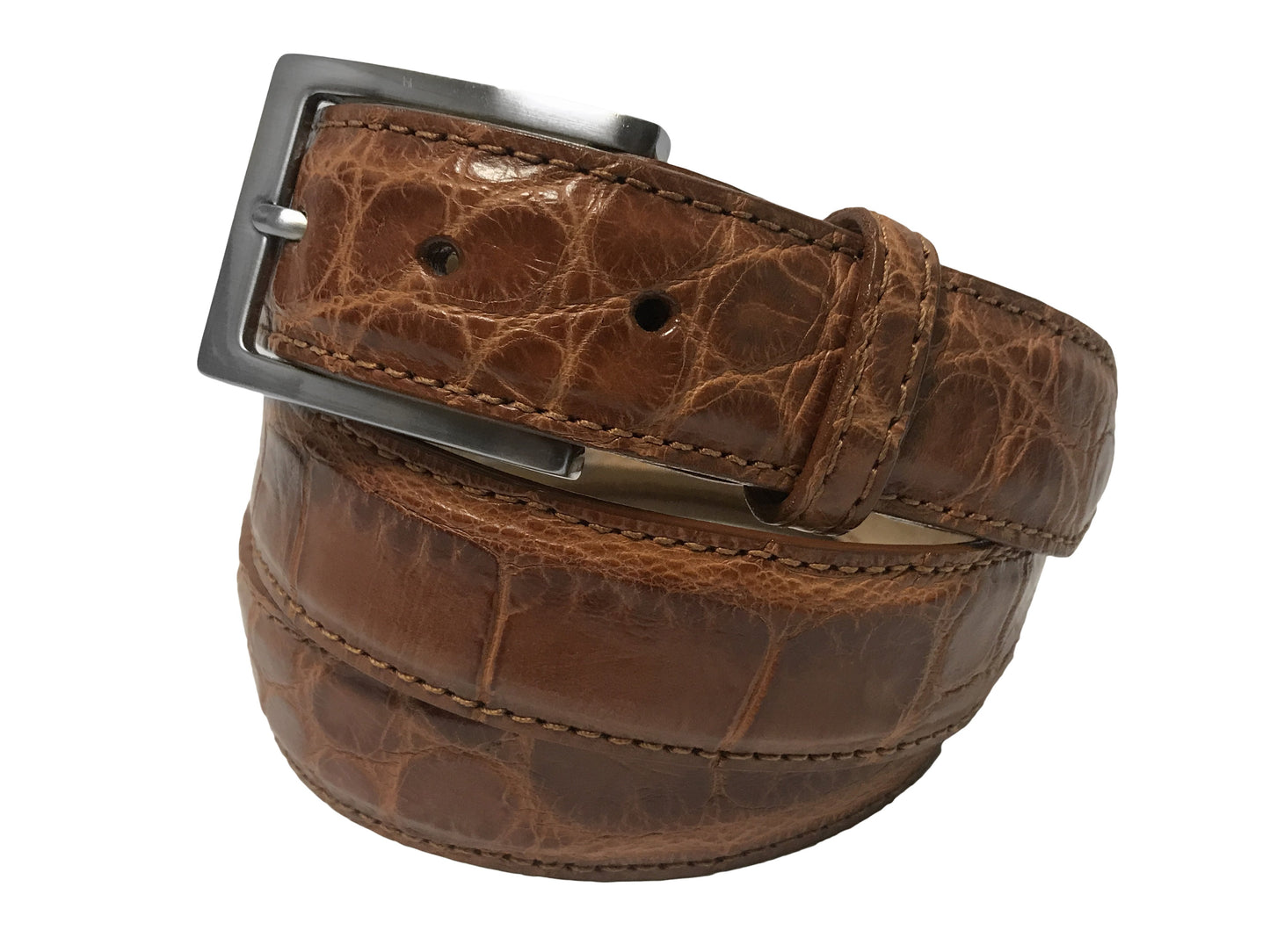 Alligator Skin Matte Belt Cognac - The Golf Guys Online