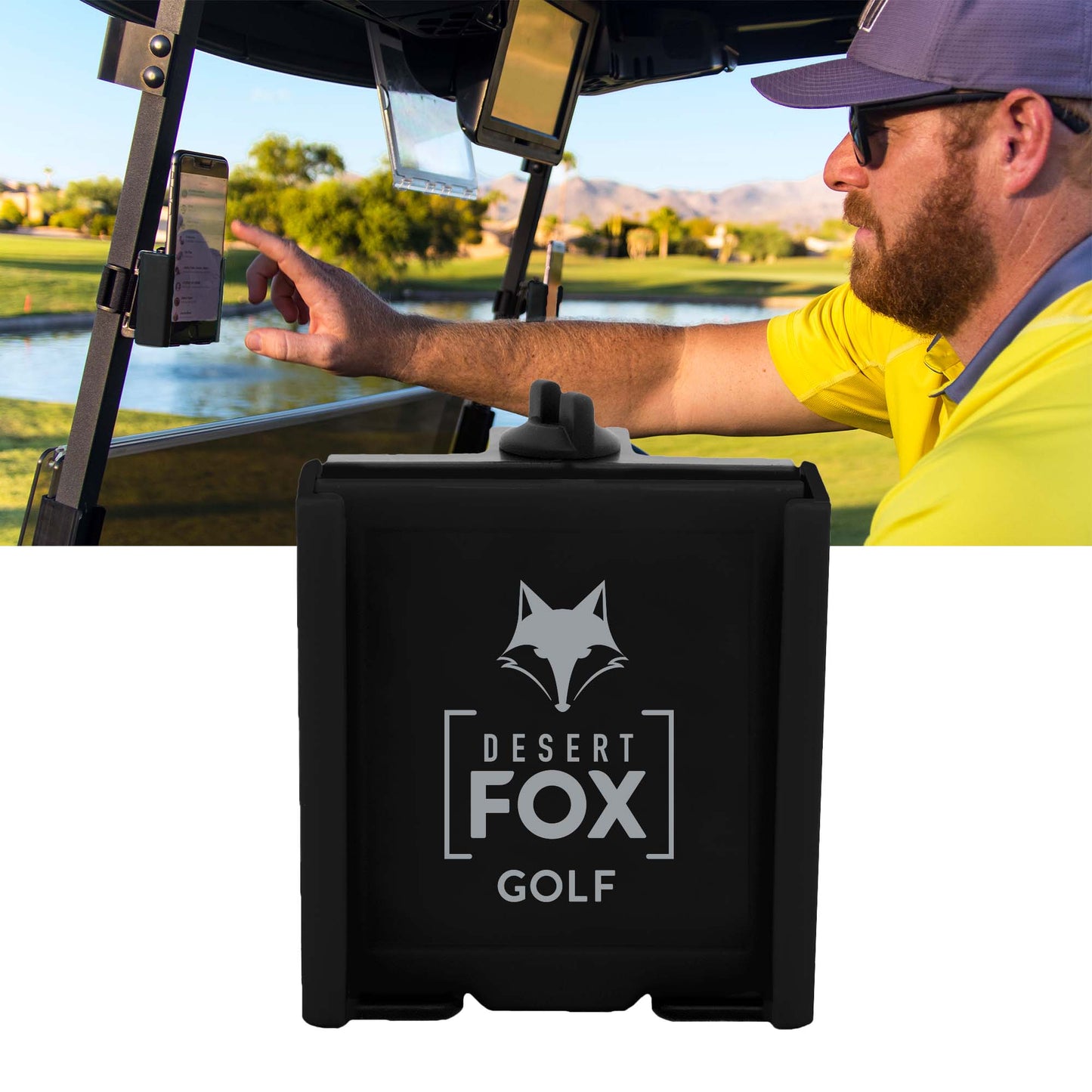 Desert Fox Black Phone Caddy - The Golf Guys Online