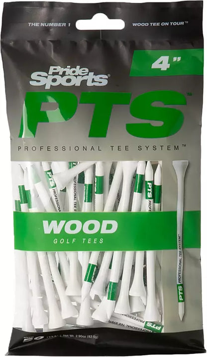 Pride Sports 4" PTS Pro Length Max - 50 Count White/Green Tees - The Golf Guys Online
