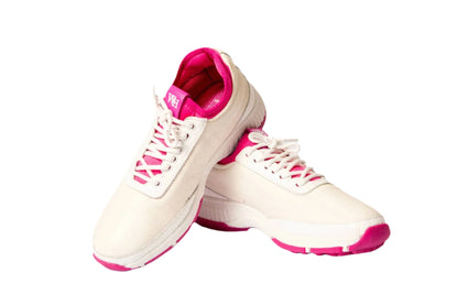 W&H Lynx - Deerskin Women's Golf Shoes in White and Pink