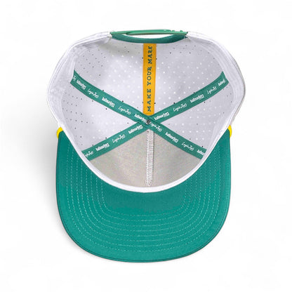 Dumpster Fire Golf Hat | Snapback Cap | Built-in Magnetic Ball Marker Holder + Marker Included | Adjustable | Trash Waste White, Teal