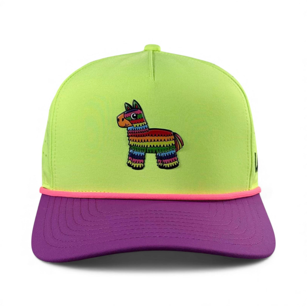 I'd Hit That Piñata Golf Hat | Snapback Cap | Built-in Magnetic Ball Marker Holder + Marker Included | Adjustable | Llama Multicolor