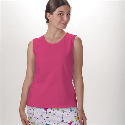 PINK SLEEVELESS CREW NECK TOP - The Golf Guys Online