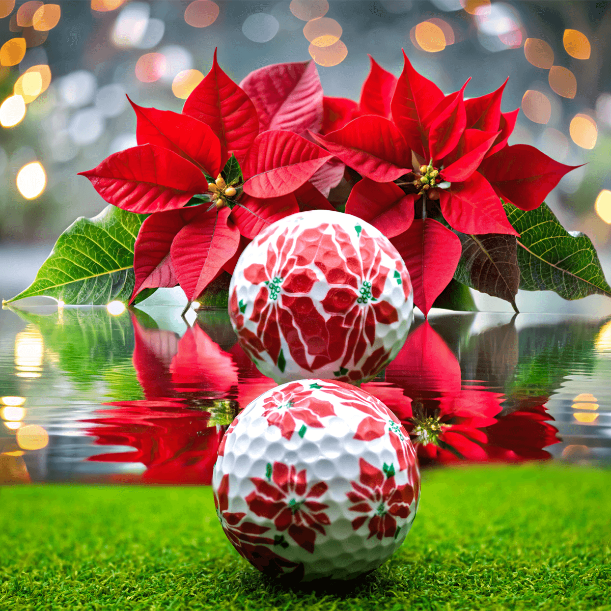 New Novelty Poinsettia Golf Balls