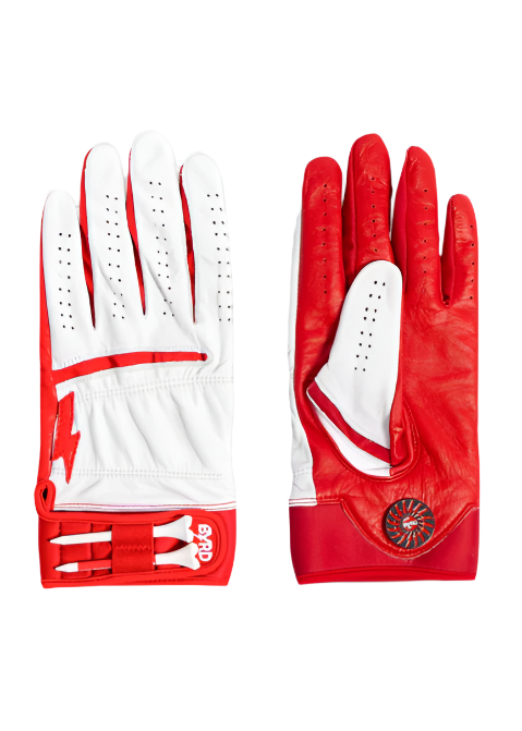 THE BYRD GOLF GLOVE - White/Red - The Golf Guys Online
