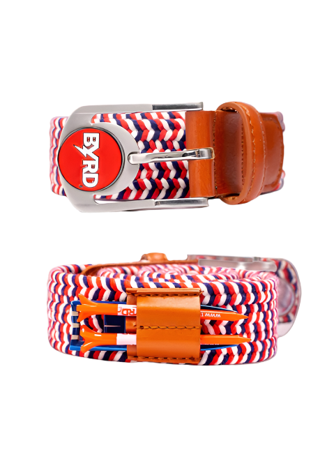 THE BRAIDED BYRD GOLF BELT - Red & White Bluebyrd - The Golf Guys Online