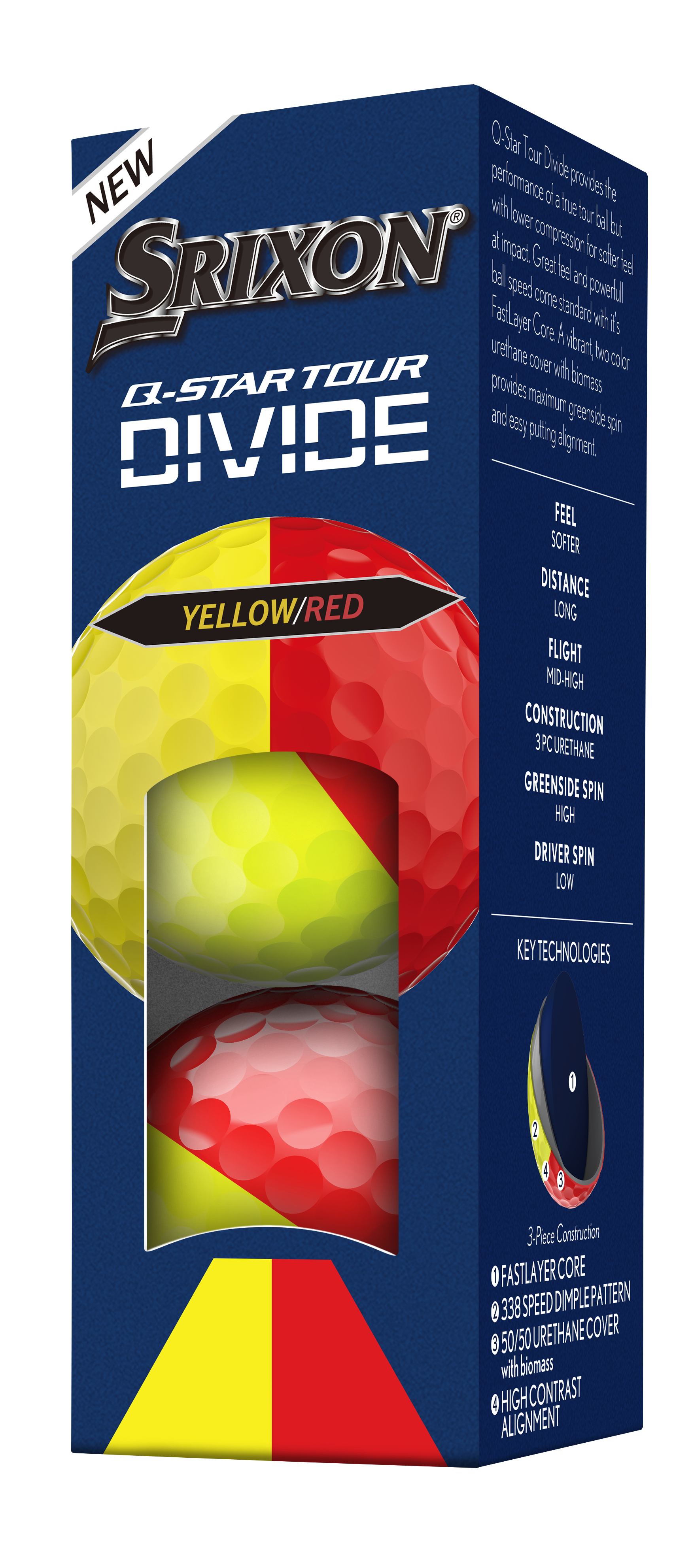 Srixon Q-Star Tour 6 Divide 2026 Yellow/Red Golf Balls