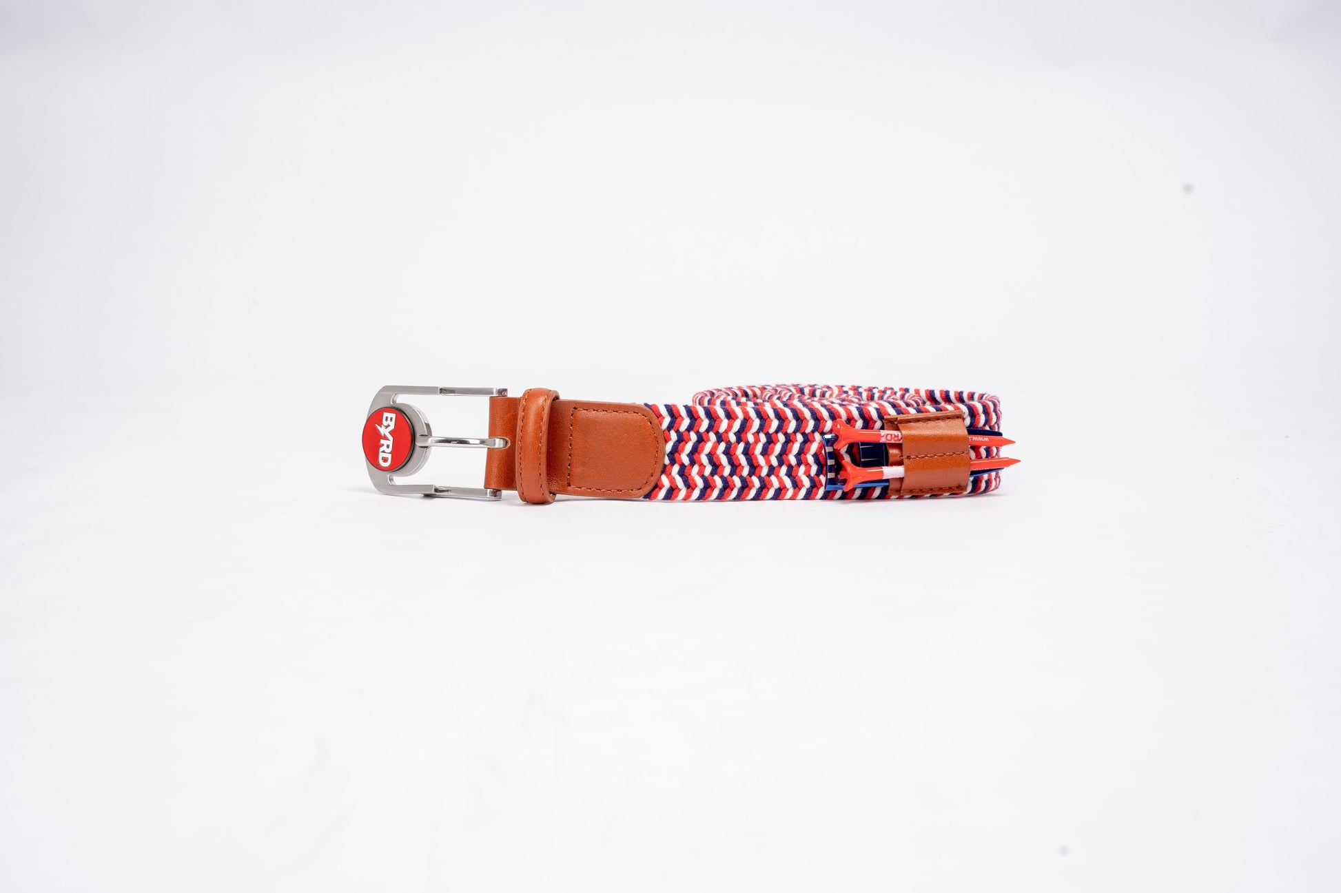 THE BRAIDED BYRD GOLF BELT - Red & White Bluebyrd - The Golf Guys Online