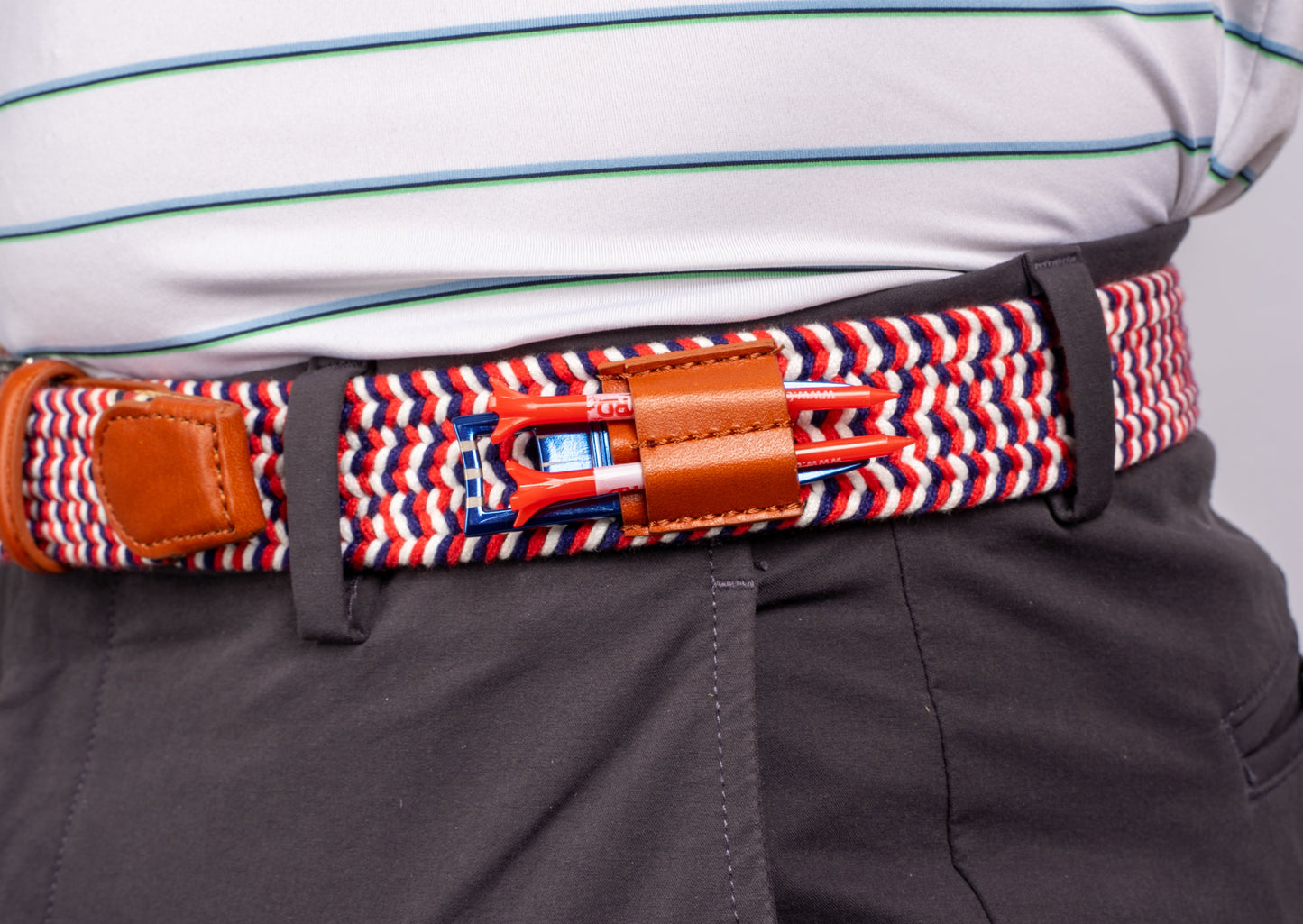 THE BRAIDED BYRD GOLF BELT - Red & White Bluebyrd - The Golf Guys Online