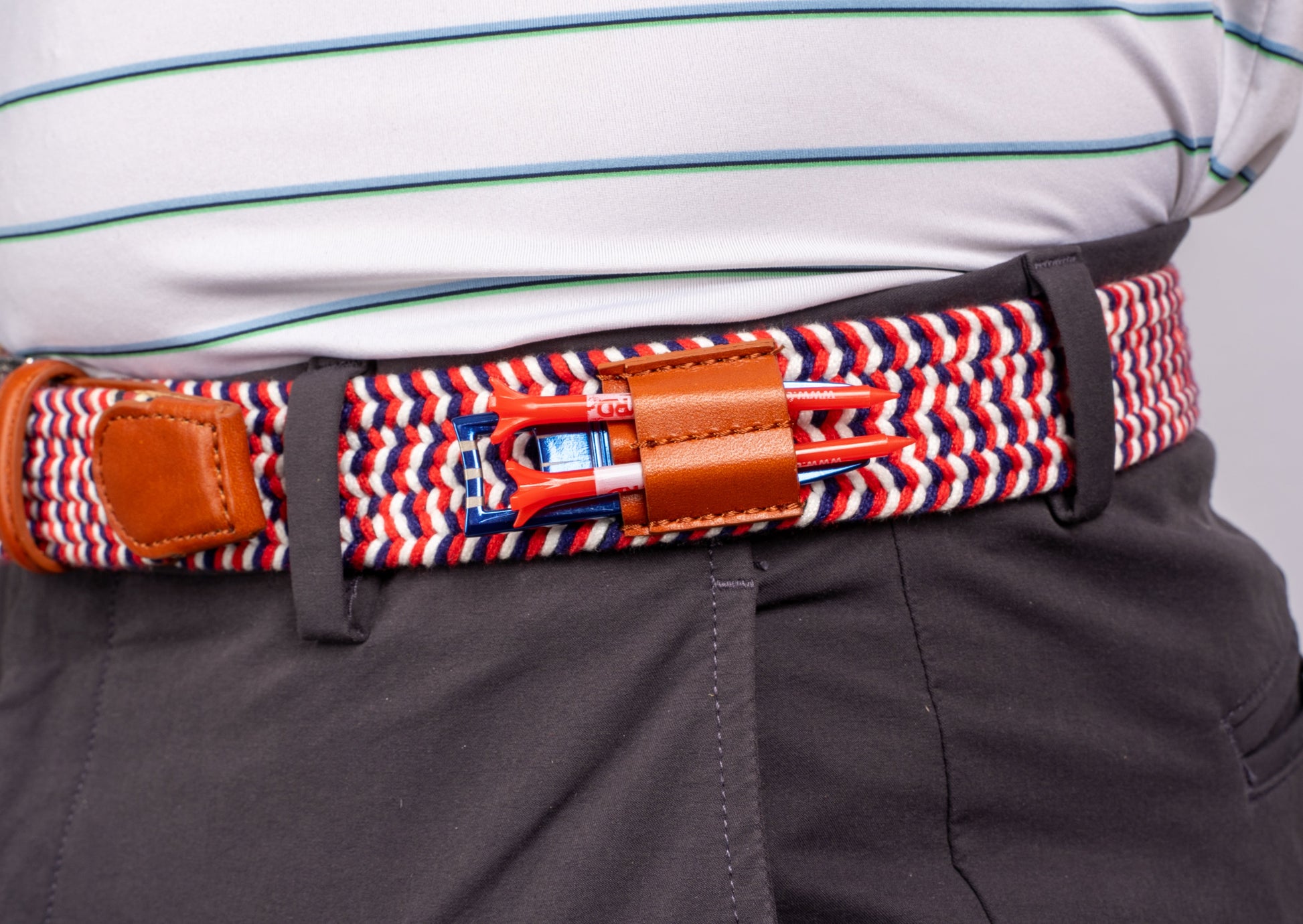 THE BRAIDED BYRD GOLF BELT - Red & White Bluebyrd - The Golf Guys Online
