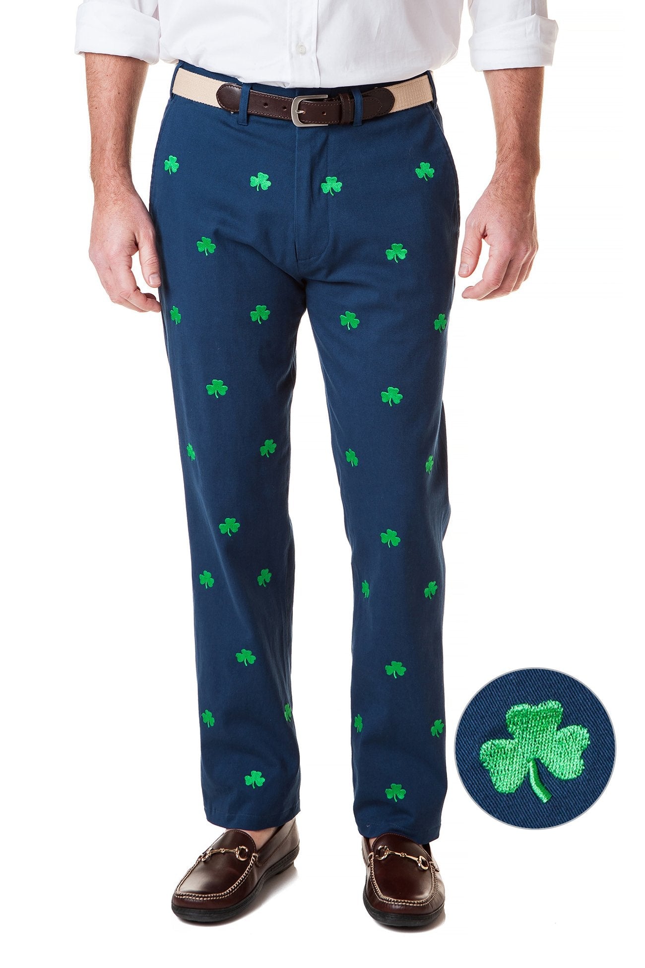 Harbor Pant Stretch Twill Nantucket Navy With Shamrock - The Golf Guys Online