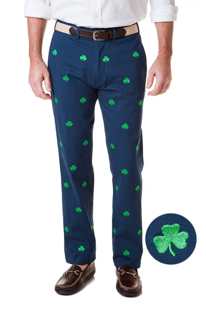 Harbor Pant Stretch Twill Nantucket Navy With Shamrock - The Golf Guys Online