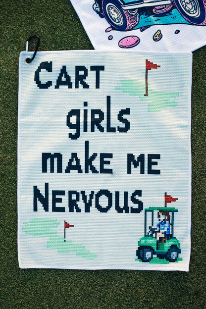Cart Girls Make Me Nervous Golf Towel - The Golf Guys Online