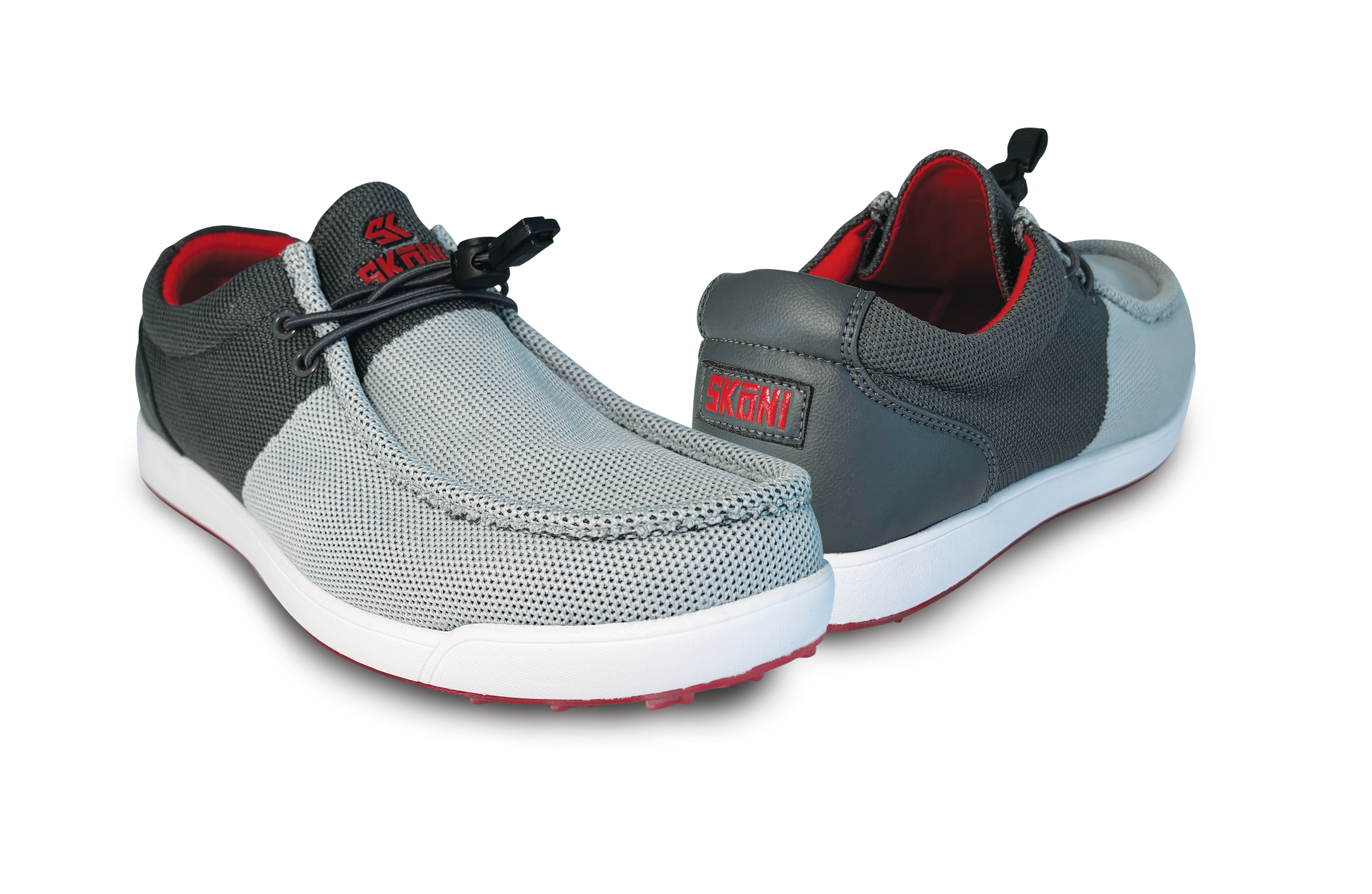 SKŌNI Men's Golf Shoe Waterproof- Grey/Red - The Golf Guys Online