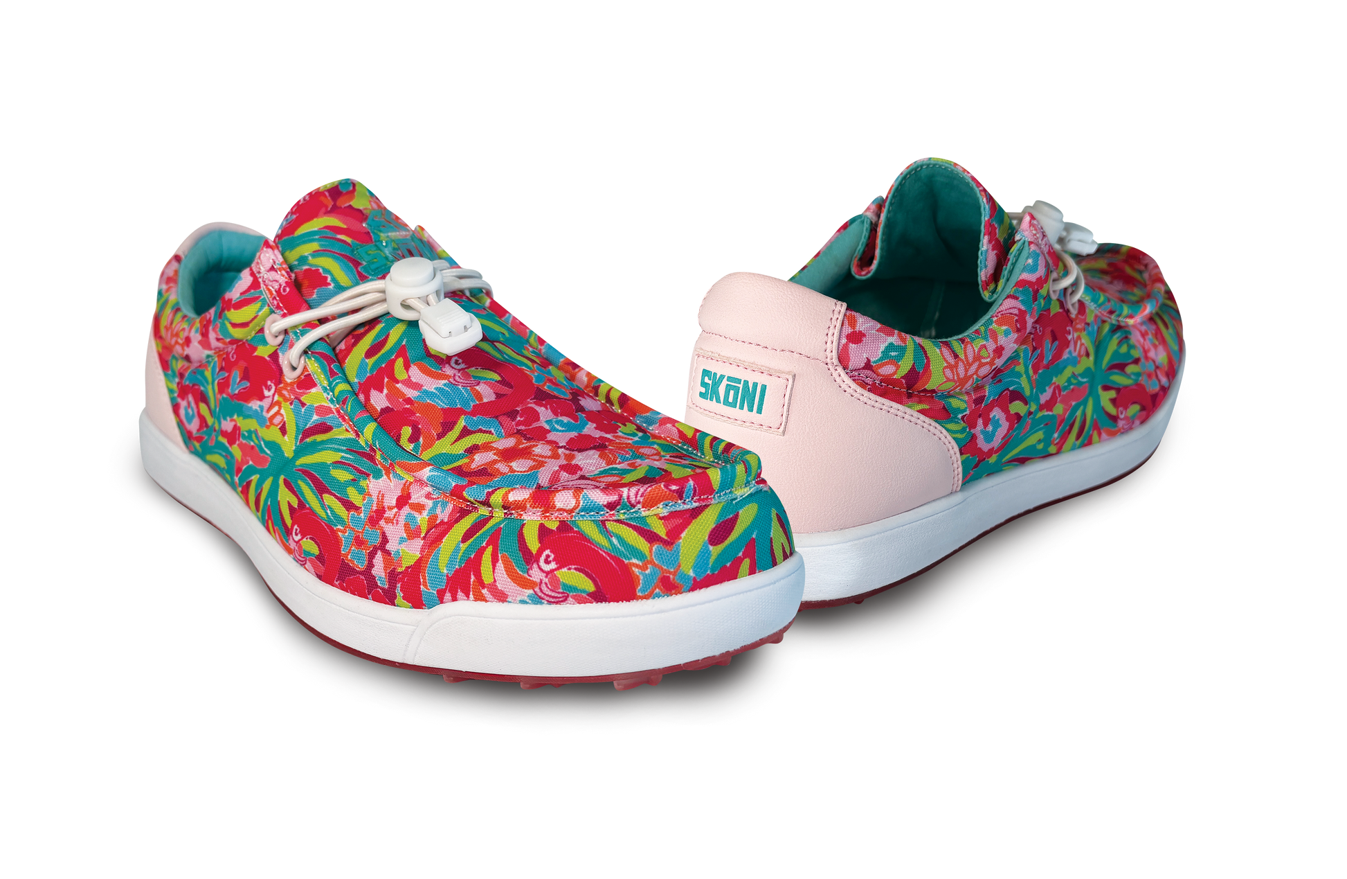 SKŌNI Women's Golf Shoe Waterproof- Pink Floral - The Golf Guys Online