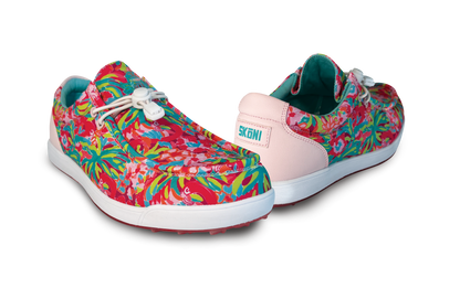 SKŌNI Women's Golf Shoe Waterproof- Pink Floral - The Golf Guys Online