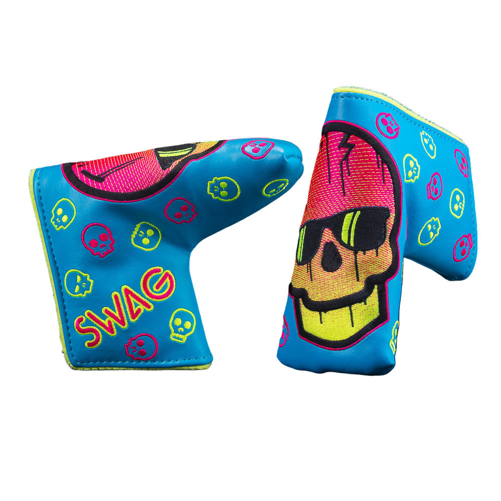 Limited Swag Golf Neon Blue Dripping Skull Blade Putter Headcover *opened, no bag*