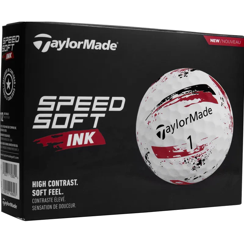 TaylorMade 2024 SpeedSoft Ink Red & Black Golf Balls