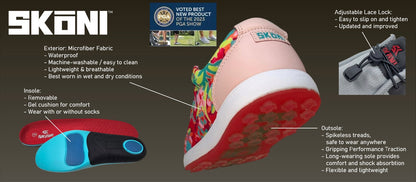 SKŌNI Women's Golf Shoe Waterproof- Purple Floral - The Golf Guys Online
