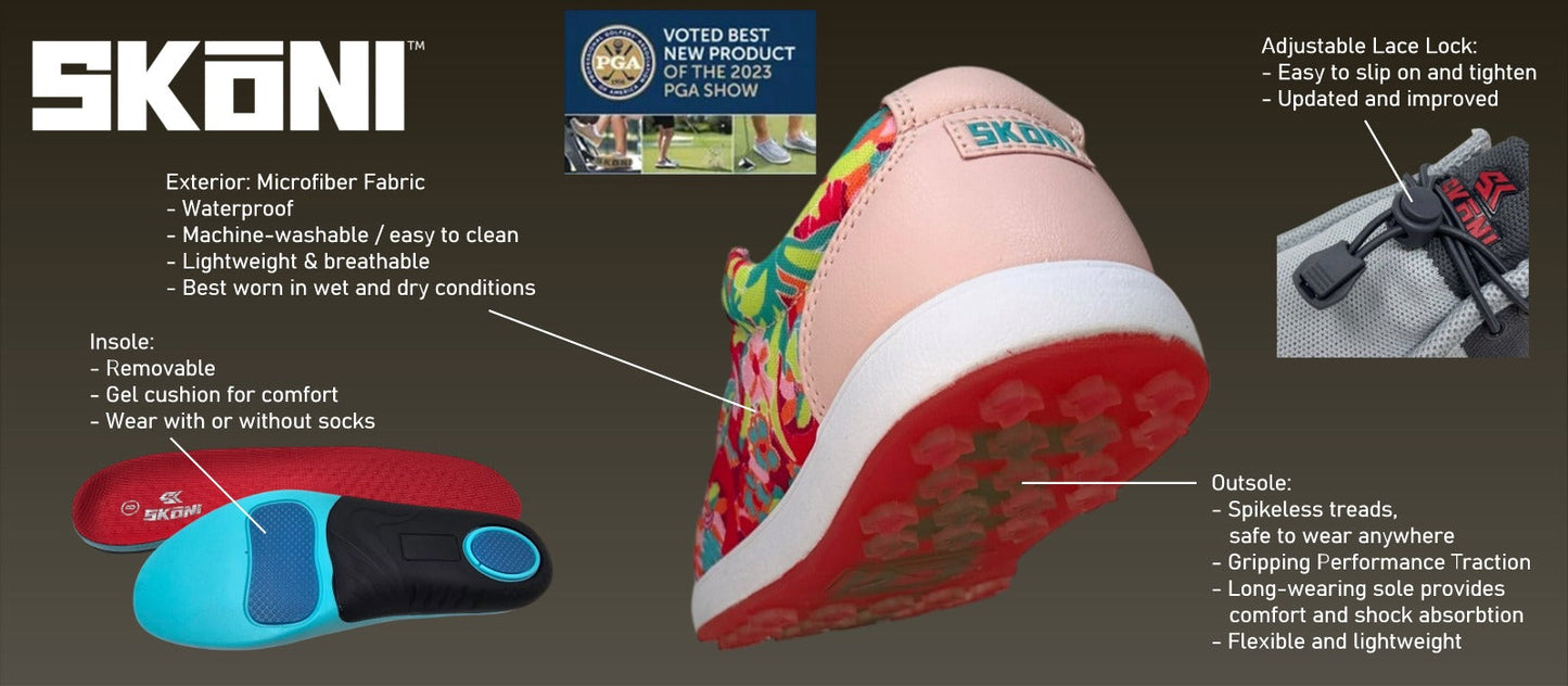 SKŌNI Men's Golf Shoe Waterproof- Pink Floral - The Golf Guys Online