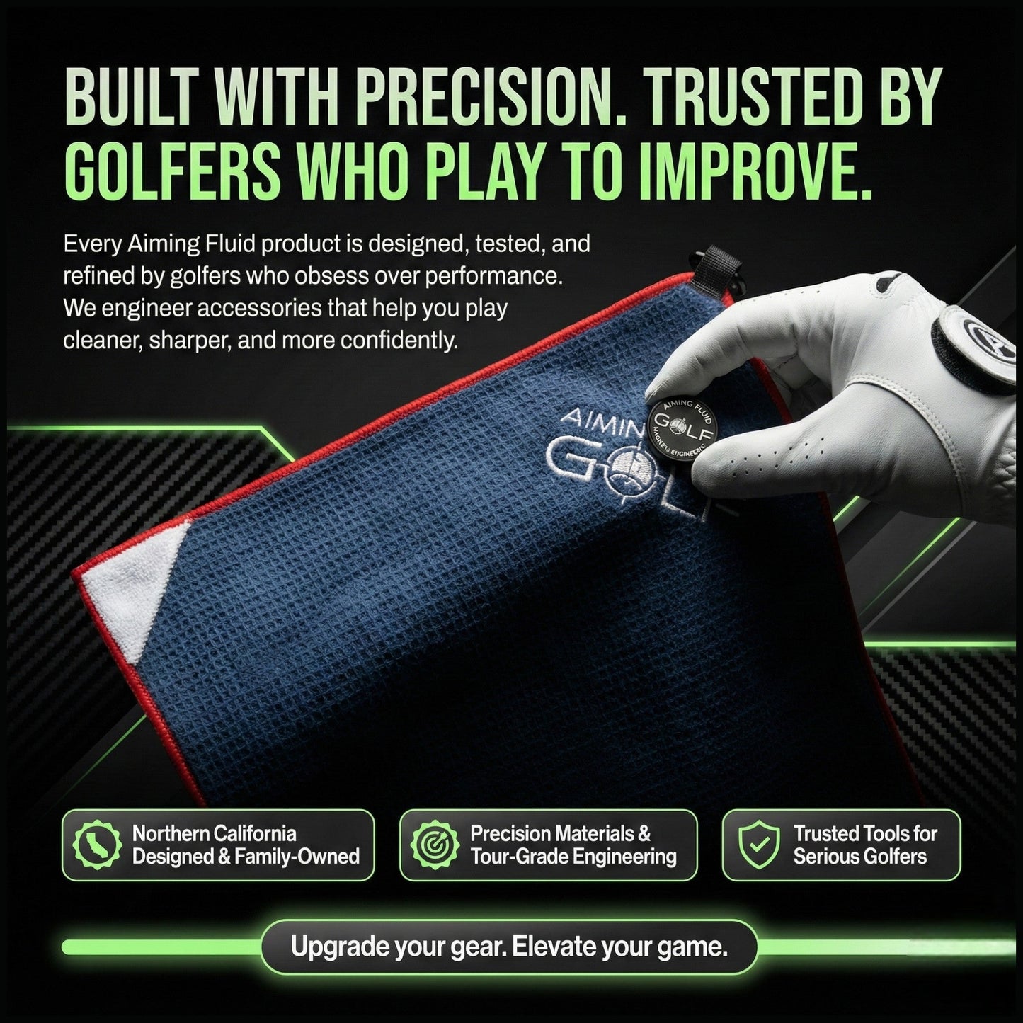 Magna-Anchor™ Magnetic Golf Towel – Stubby (16×24)