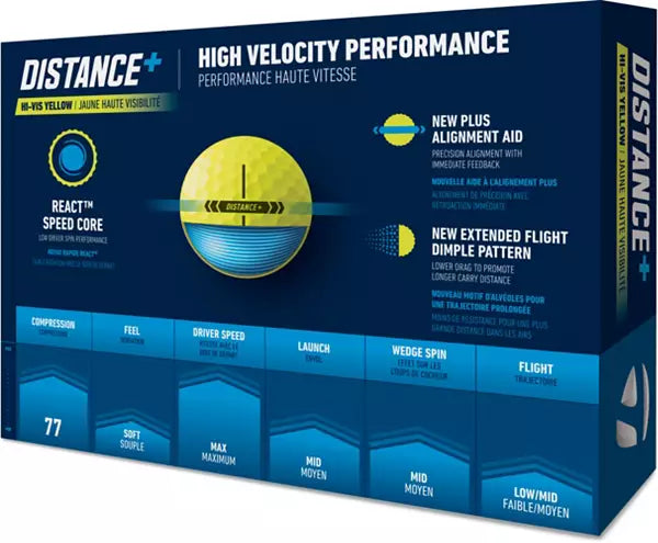 TaylorMade 2025 Distance+ Yellow Golf Balls