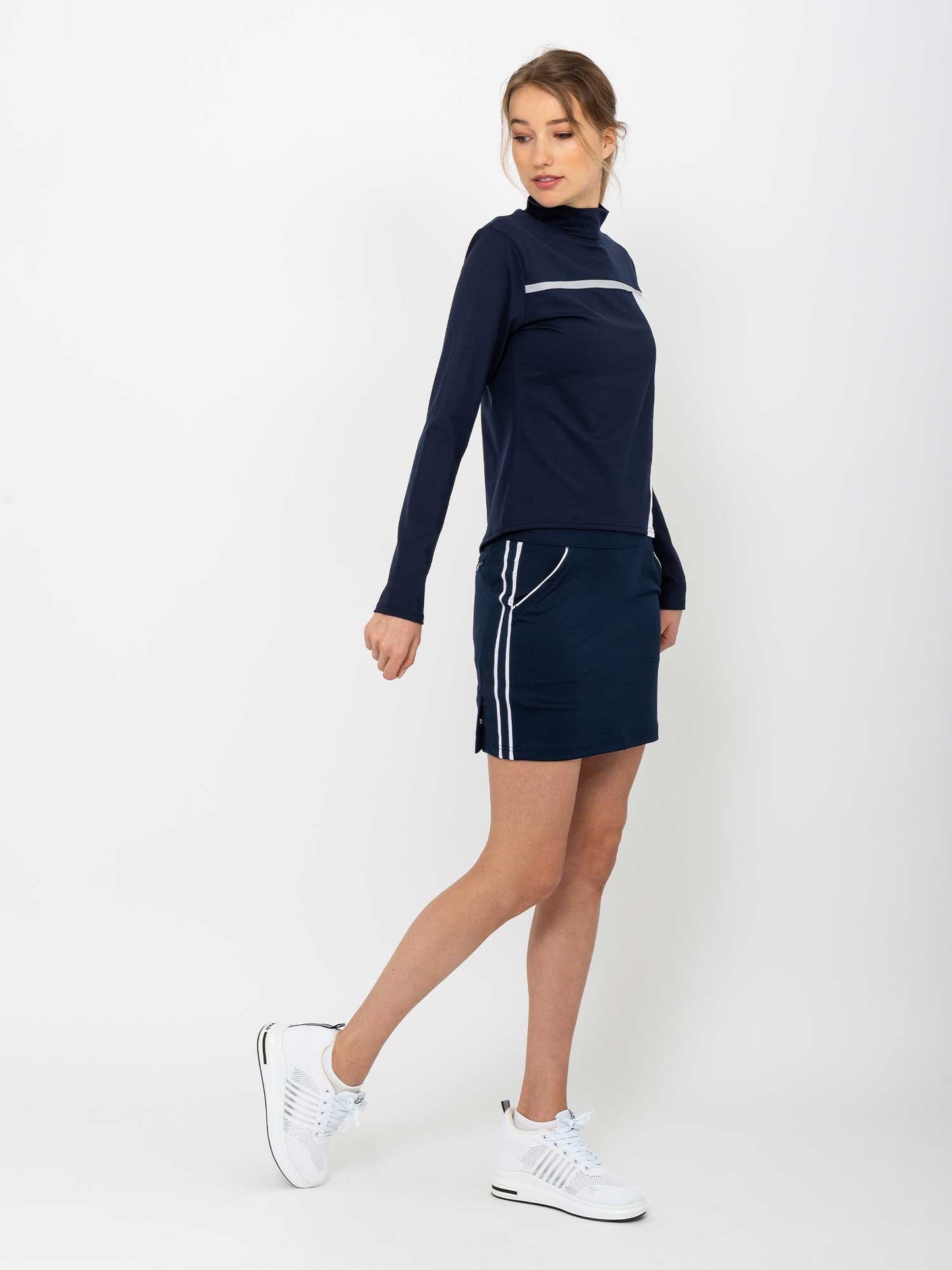 Women's Golf 15" Eloise Skirt - Midnight/White - The Golf Guys Online