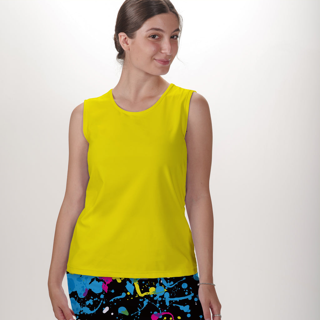 YELLOW SLEEVELESS CREW NECK TOP - The Golf Guys Online