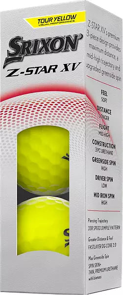 Srixon 2025 Z-Star XV 9 Tour Yellow Golf Balls