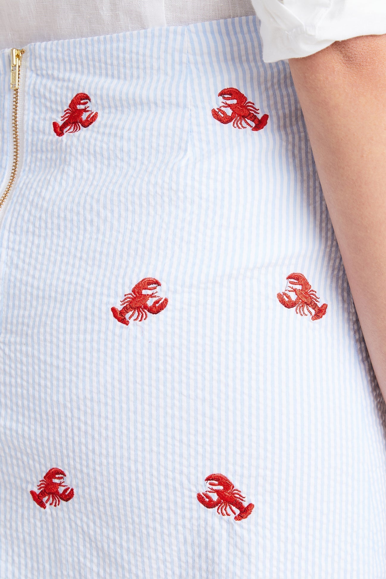 Ali Skirt Blue Seersucker with Lobster - The Golf Guys Online