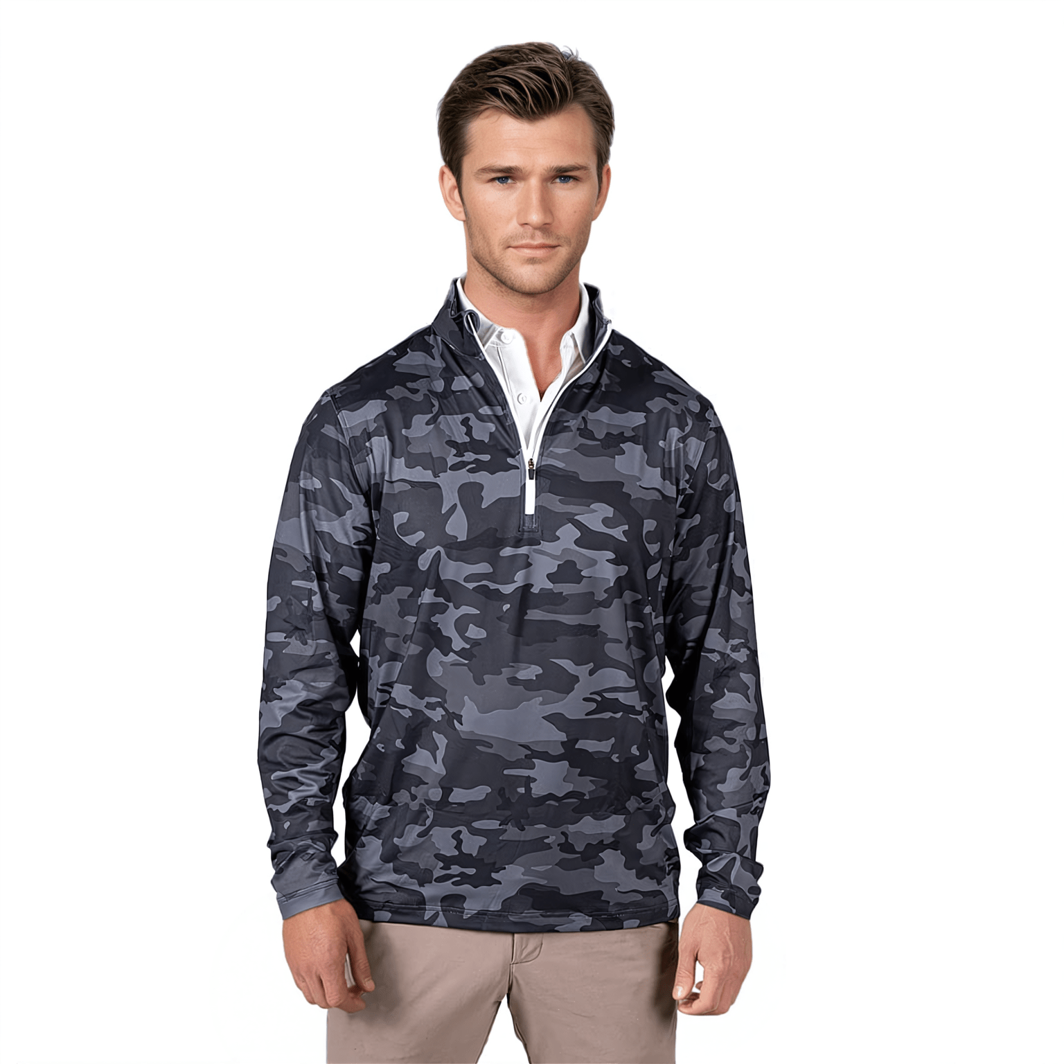 Black Camo Men's Q-Zip - The Golf Guys Online