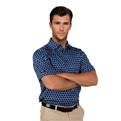 Blue Floral Men's Polo - The Golf Guys Online