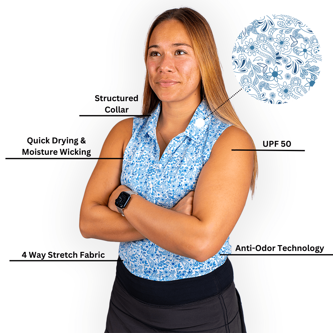 Blue Paisley Women's Polo (Sleeveless) - The Golf Guys Online