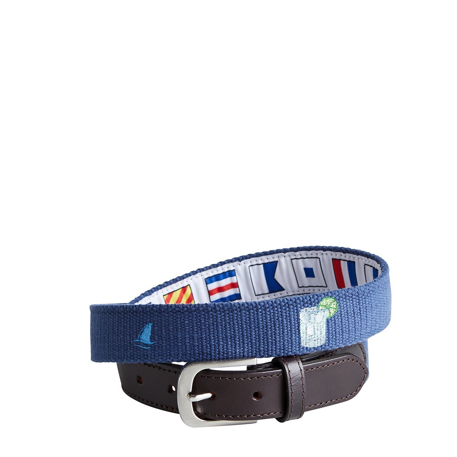 Bowsprit Belt Nantucket Navy Embroidered with Fin & Tonic - The Golf Guys Online