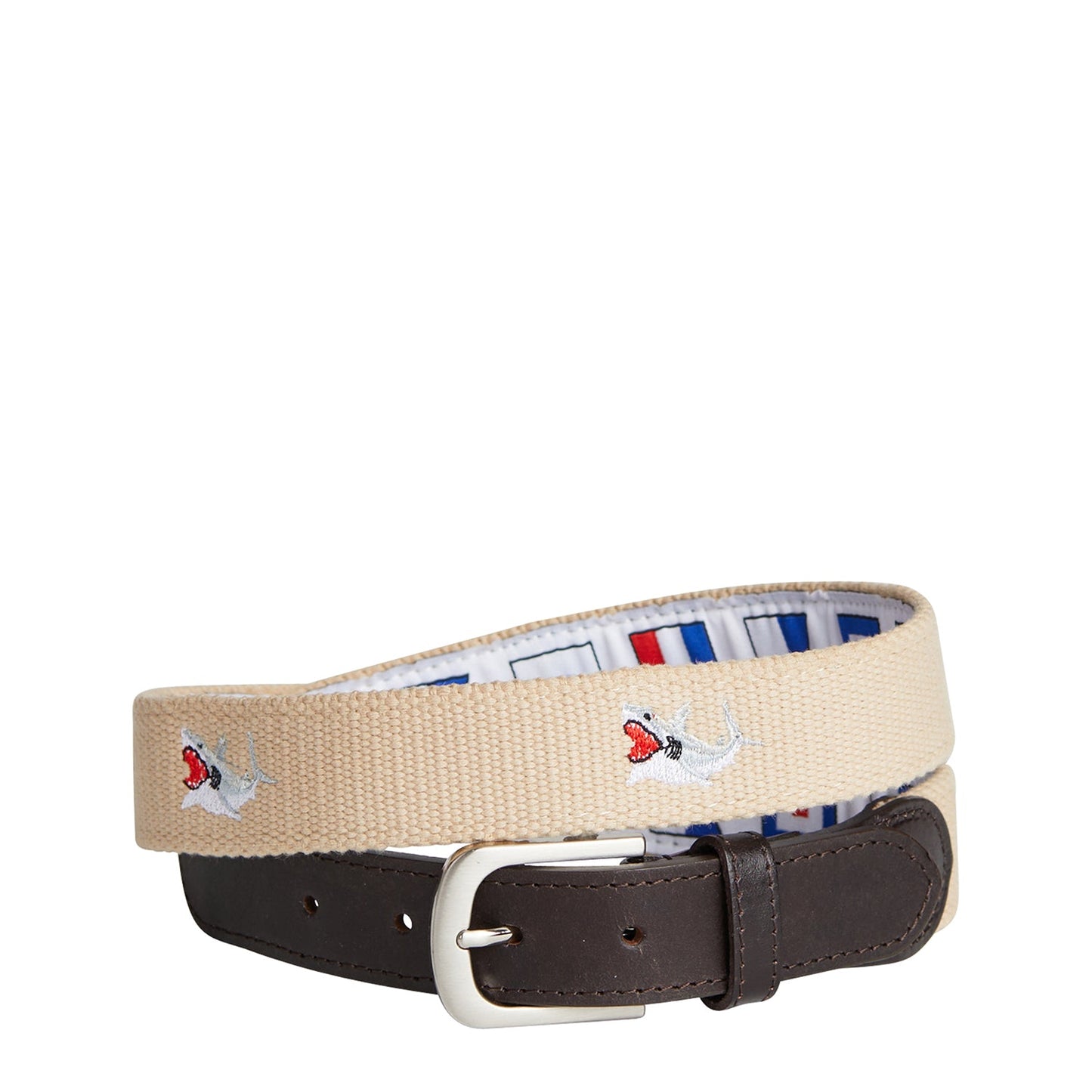 Bowsprit Belt Tan with Great White Shark - The Golf Guys Online