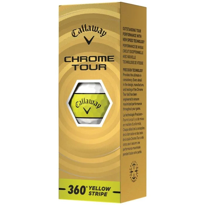 Callaway Chrome Tour 360 Yellow Stripe 2026 Golf Balls