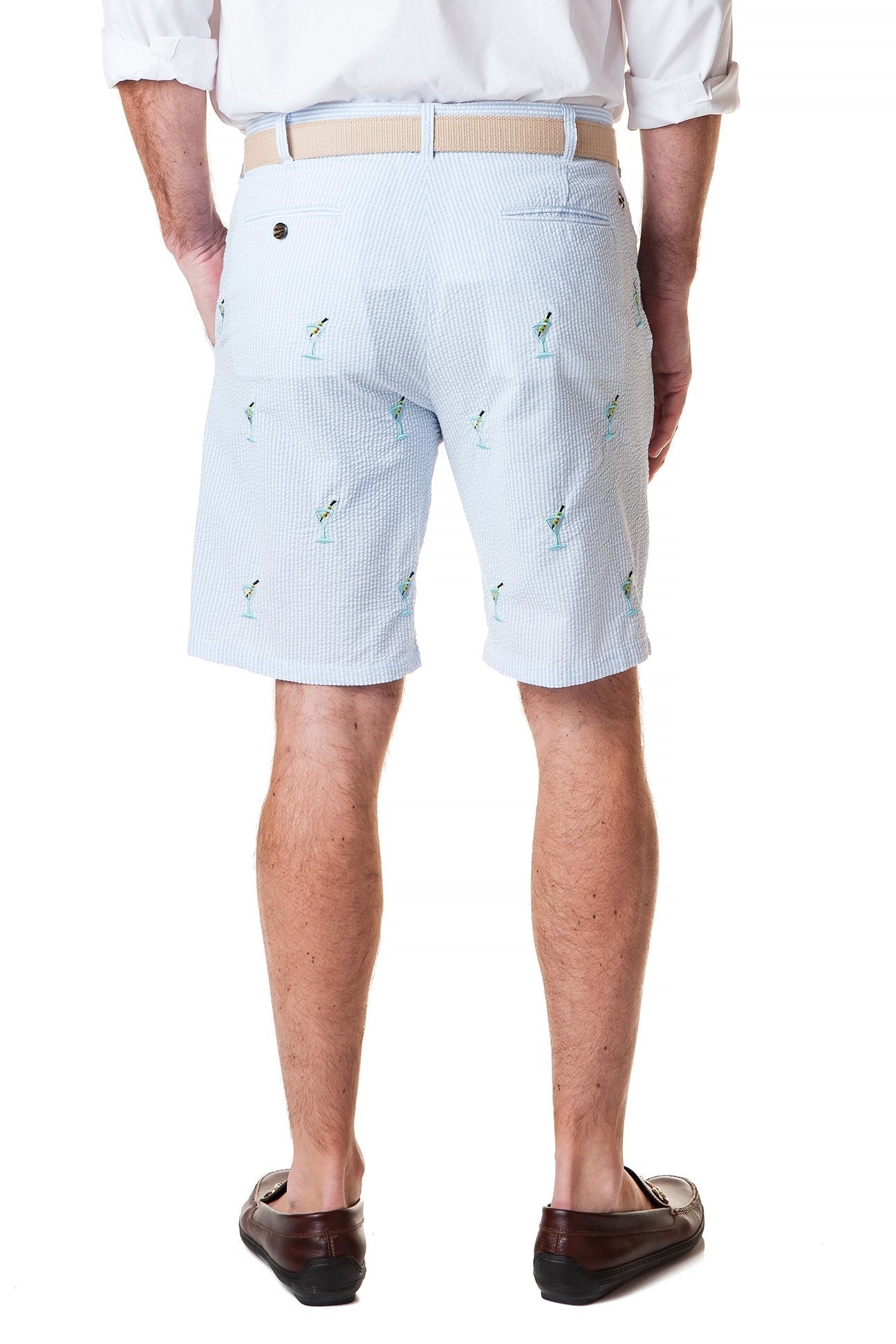 Cisco Embroidered Short Blue Seersucker with Martini - The Golf Guys Online