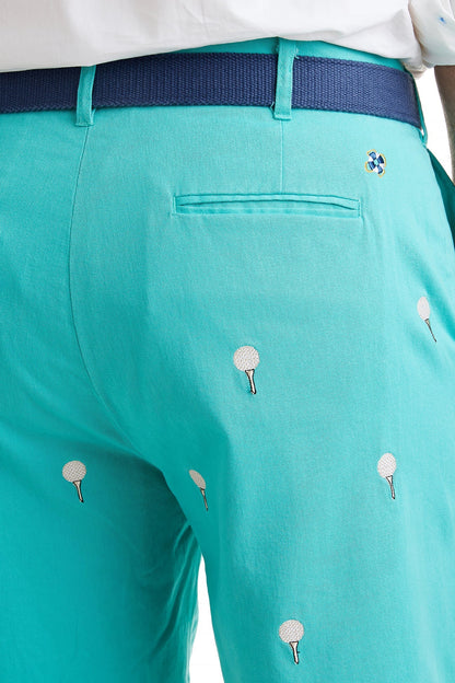Cisco Short Stretch Twill Aquatic Green with Golf Ball & Tee - The Golf Guys Online