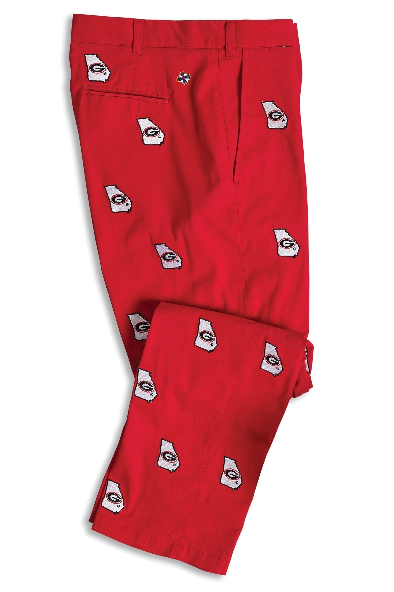 Collegiate Stretch Twill Pant Bulldog Red with UGA - The Golf Guys Online