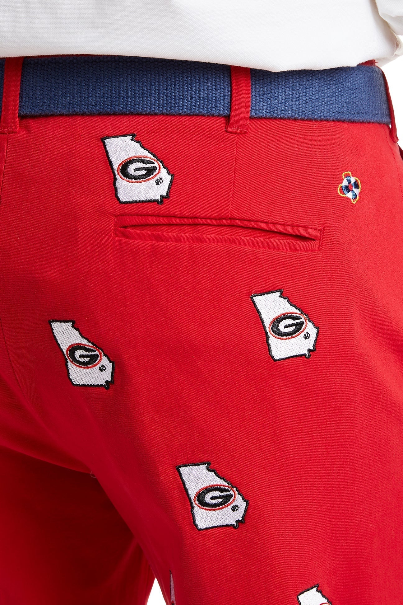 Collegiate Stretch Twill Pant Bulldog Red with UGA - The Golf Guys Online