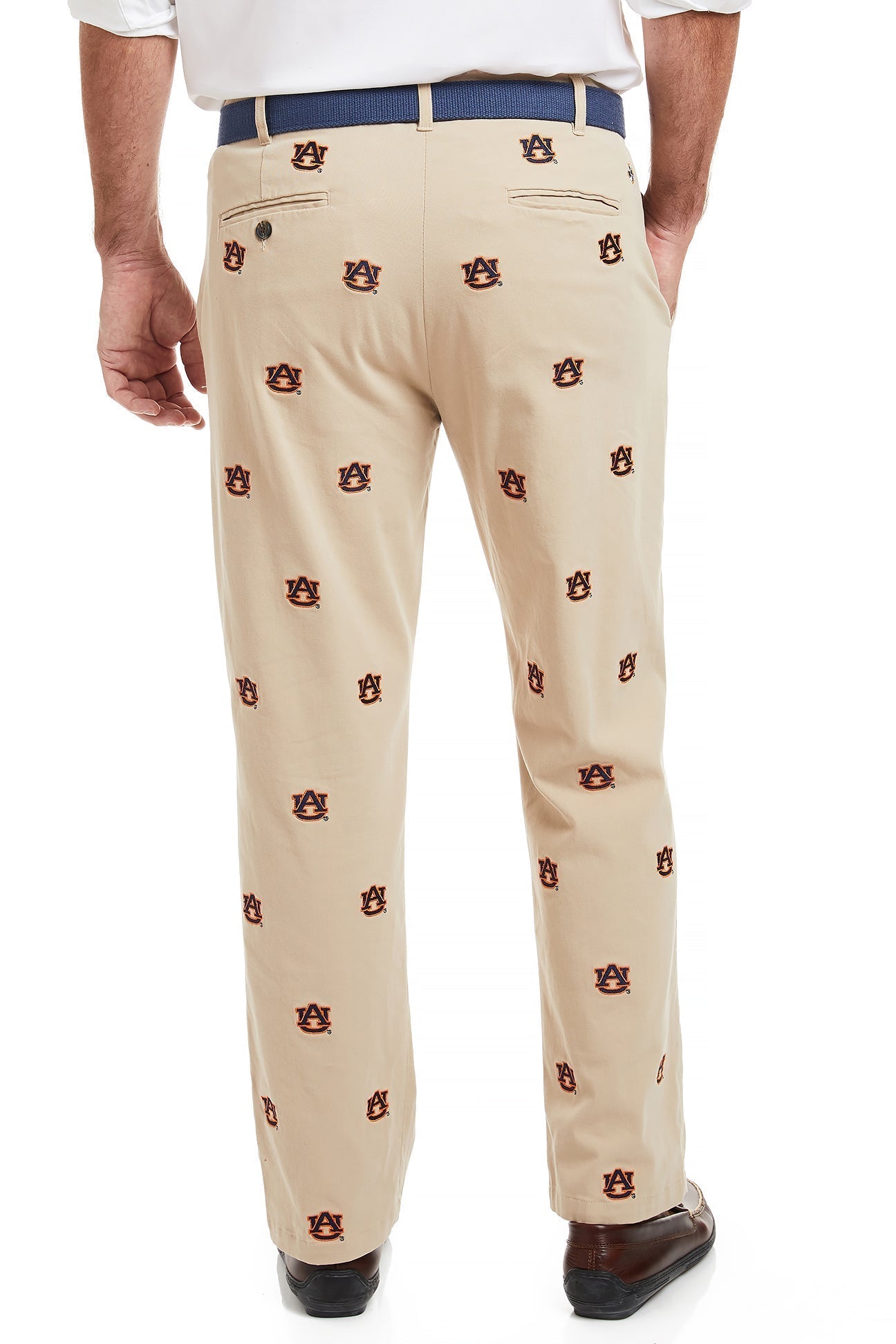 Collegiate Stretch Twill Pant Khaki with Auburn - The Golf Guys Online