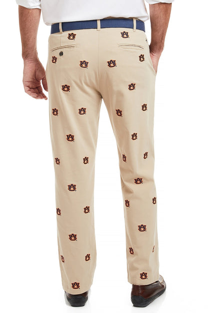 Collegiate Stretch Twill Pant Khaki with Auburn - The Golf Guys Online