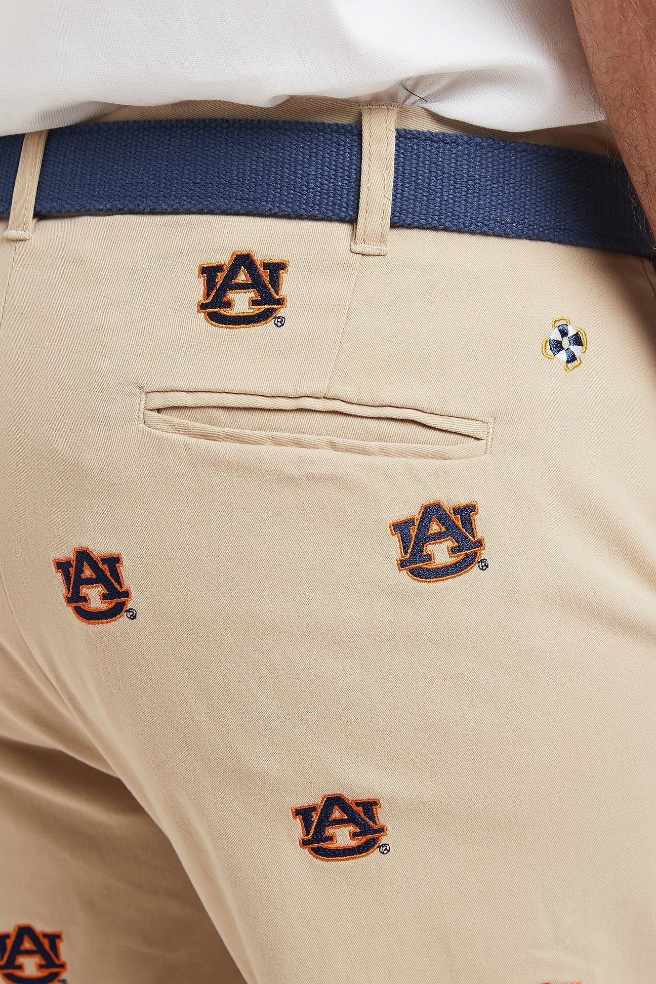 Collegiate Stretch Twill Pant Khaki with Auburn - The Golf Guys Online